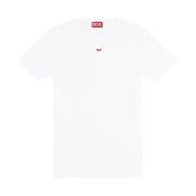 Hvid Ribbet Crew Neck T-shirt