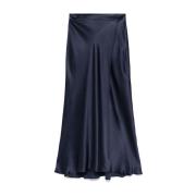 Navy Blue Side-Slit Nederdel