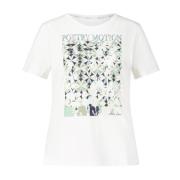 Blomstret Print T-Shirt med Funklende Sten