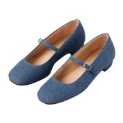 Por Do Sol Denim Blue Denim Ballet Flats