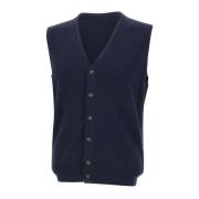 Navy Blue Uldvest V-Hals