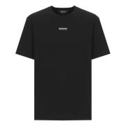 Sort Bomuld Crewneck T-shirt med Logo