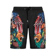 Sorte Mænds Strand Shorts med Print