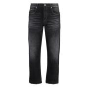 Straight-leg jeans med baglogoetiket