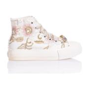 Guld Pink Broderet Platform Sneakers