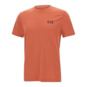 Orange Stretch Bomuld T-shirt med Logo