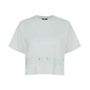 Broderet Jersey Cropped T-shirt med Charms