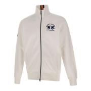 Hvid Bomulds Sweatshirt med Lynlås