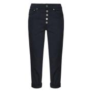 Sorte Loose Fit Jeans med Juvelknap