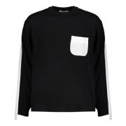 Ribbet Crew-neck Sweater med Logo Bånd