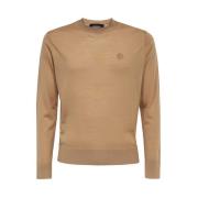 Ribbet crew-neck uld sweater