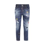 Stilfulde Cropped Jeans med Distressed Detaljer