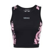 Stilfuld Crop Top med Logo Print