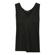 Sort Bomuld V-Hals Tank Top