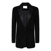 Sort Fløjl Blazer Jakke Shawl Revers