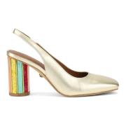 Gyldne Perspex Slingback Hæle med Glitter