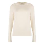 Ribbet crew-neck uld sweater