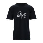 Love Print Cotton Crewneck T-Shirt