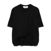 Sort Twist Detalje Crew Neck T-shirt