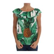 Tropisk Elegance Paillet Ananas Bluse