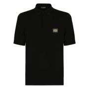 Sort uld polo skjorte metal logo