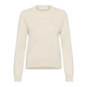 Hvid Melange Strik Pullover