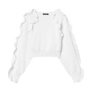 Hvide Broderede Logo Crew Neck Sweaters