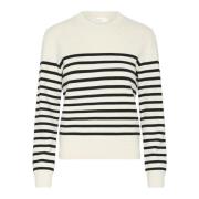 Sort Stribet Strik Pullover Sweater