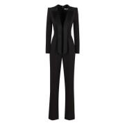 Satin Revers Flæse Hem Jumpsuit