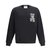 Teddy Bear Sweatshirt med Ribbet Crew Neck