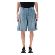 Lysblå Cargo Denim Shorts