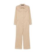 Twill Suit Kjole med Beige Knapper