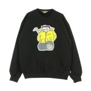 Sort Sweatshirt med Crew Neck og Patch