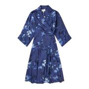 Blomstret Wrap Kjole Navy