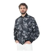 Sort Reversibel Bomber med Barocco Print