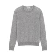 Ribstrikket sweater med rund hals