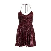 Sequinned Plisseret Mini Kjole