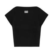 Sort Bomuld Crop Baby Tee