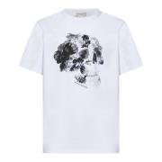 Hvid Crew-Neck T-shirt med Skull Print