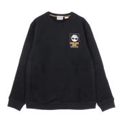 Sort Letvægts Crewneck Sweatshirt med Kængurulomme