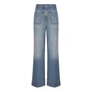 Blå Monogram High-Waisted Jeans