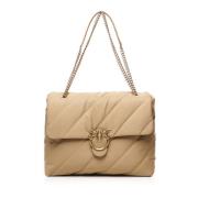 Beige Love Birds Puff Taske