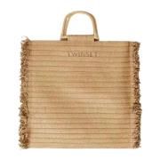 Beige Flettet Spiral Shopper Taske