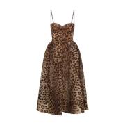 Leopard Panel Midi Kjole