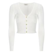 Ivory V-Neck Cardigan Sweater