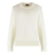 Bomuld Crew-Neck Sweater med Side Slits