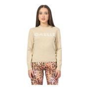 Beige Bomuld Langærmet Sweater