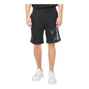 Sorte elastiske talje Bermuda shorts