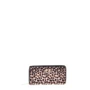 Wallet in leopard-print pony skin with zip