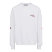 Almindelig pasform hvid crewneck sweatshirt i bomuldsfleecestof